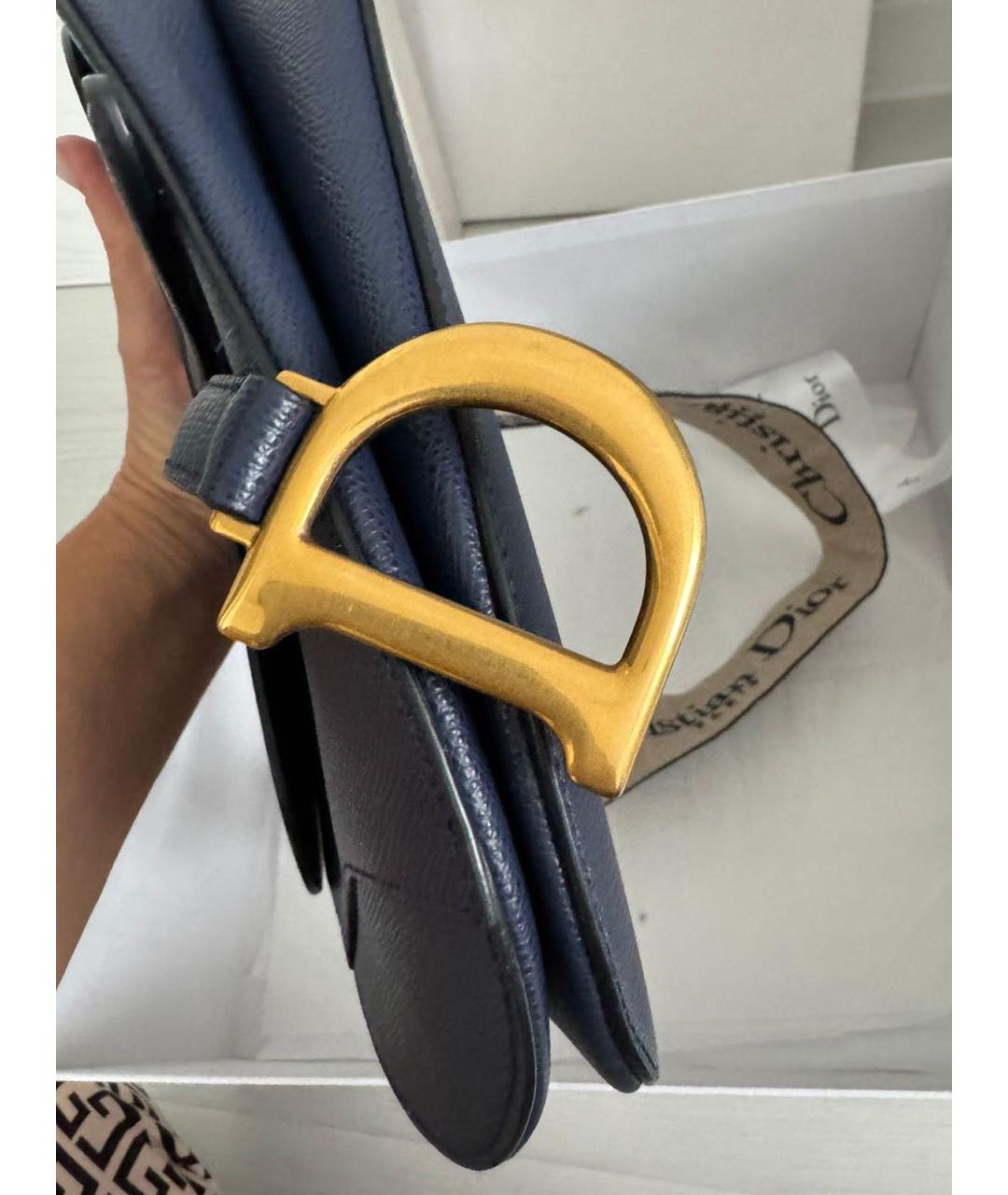 CHRISTIAN DIOR Темно-синяя кожаная сумка с короткими ручками, фото 4