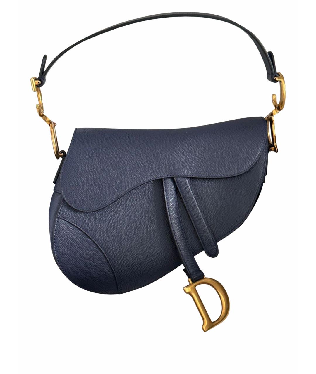CHRISTIAN DIOR Темно-синяя кожаная сумка с короткими ручками, фото 1