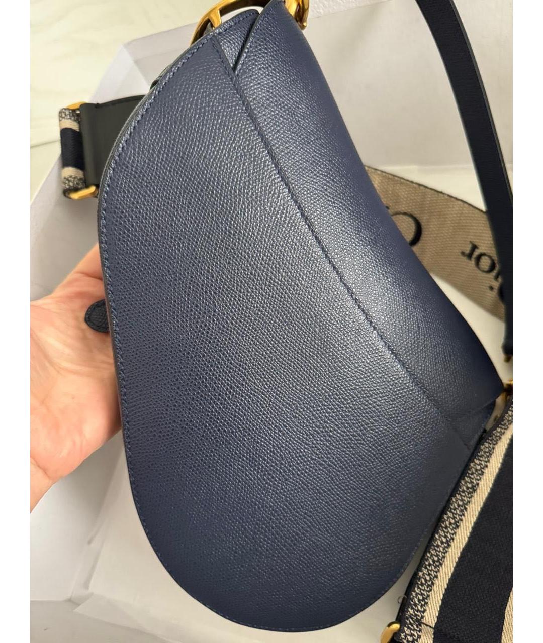CHRISTIAN DIOR Темно-синяя кожаная сумка с короткими ручками, фото 6