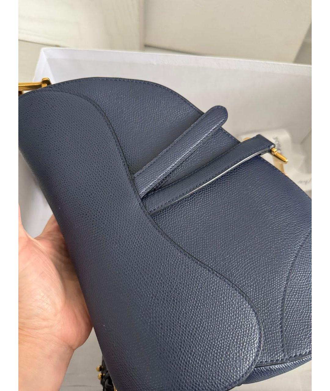 CHRISTIAN DIOR Темно-синяя кожаная сумка с короткими ручками, фото 3