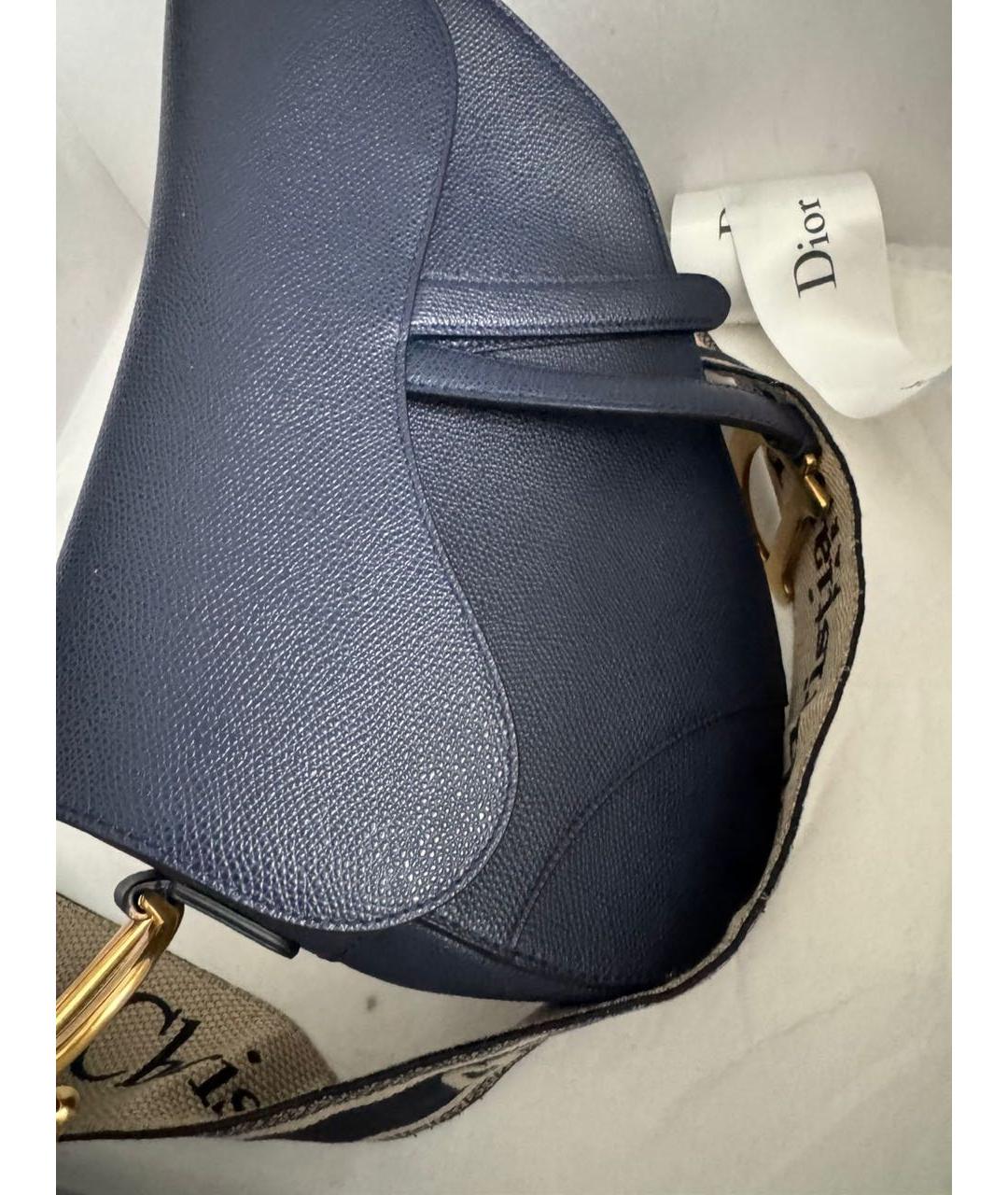 CHRISTIAN DIOR Темно-синяя кожаная сумка с короткими ручками, фото 2