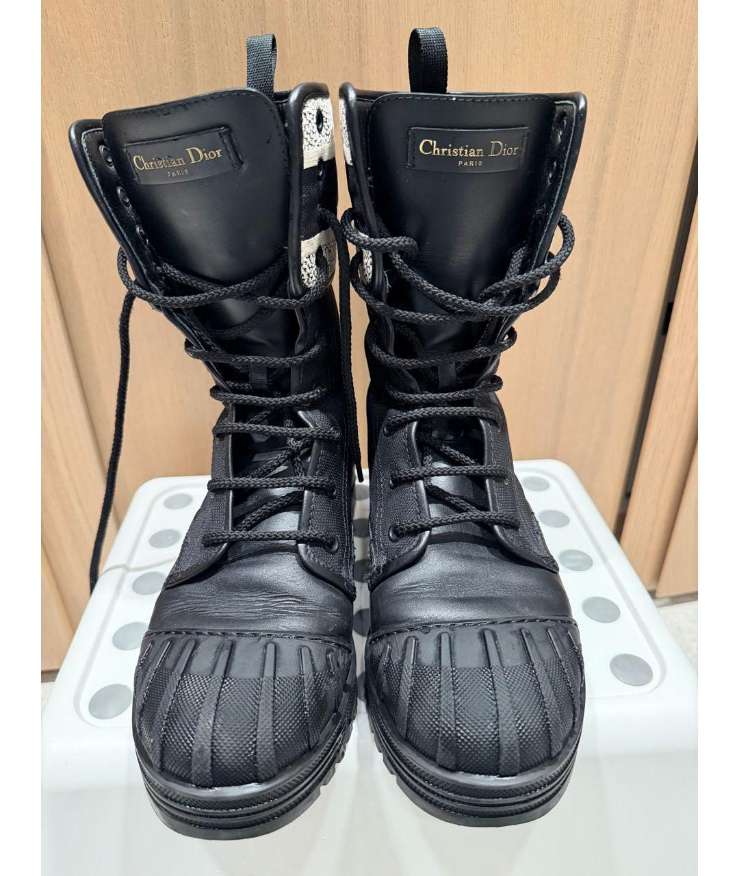 CHRISTIAN DIOR Черные кожаные ботинки, фото 2