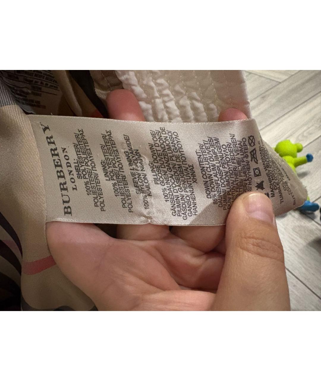 BURBERRY Белый полиэстеровый пуховик, фото 5