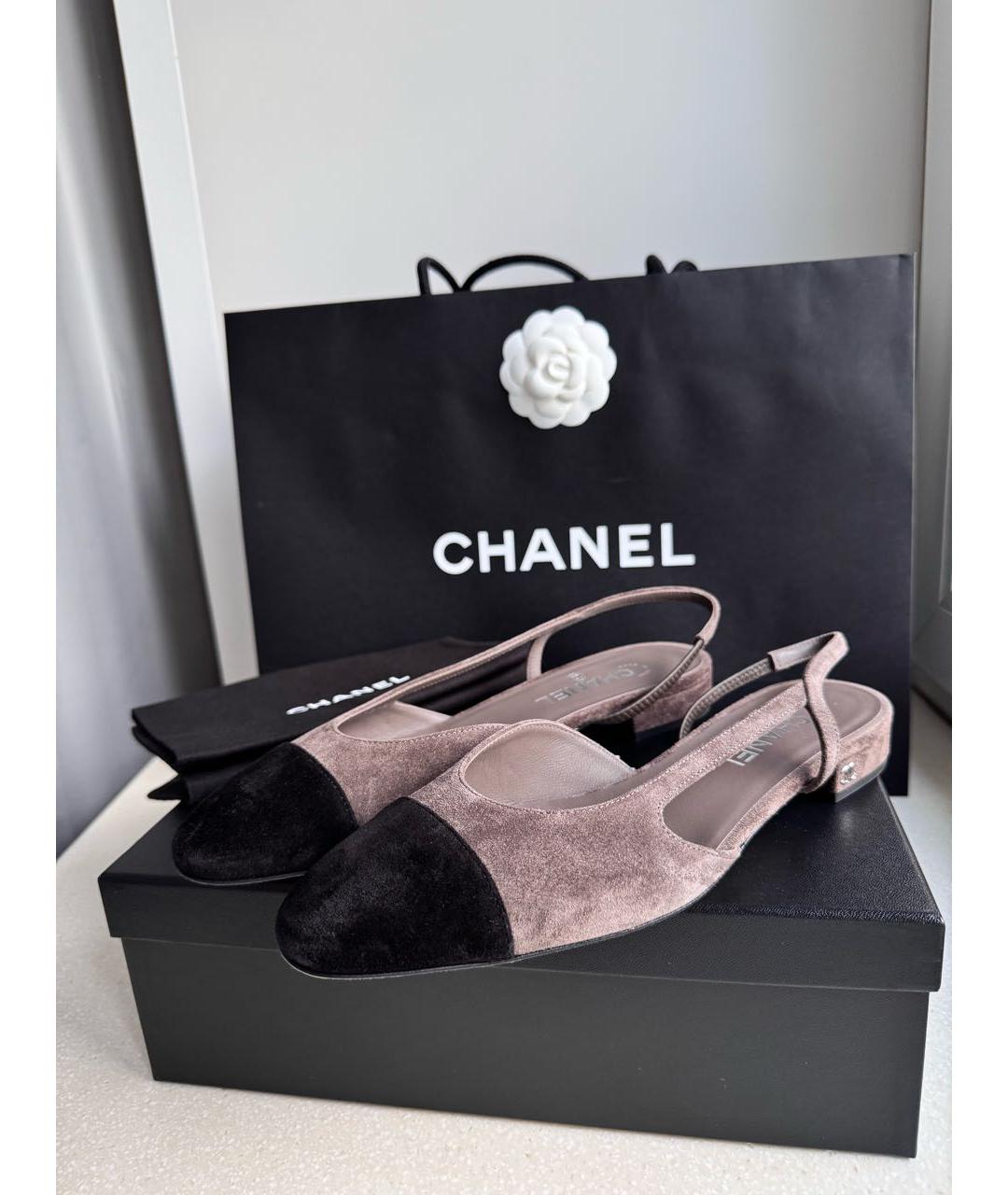 CHANEL Серые замшевые балетки, фото 4