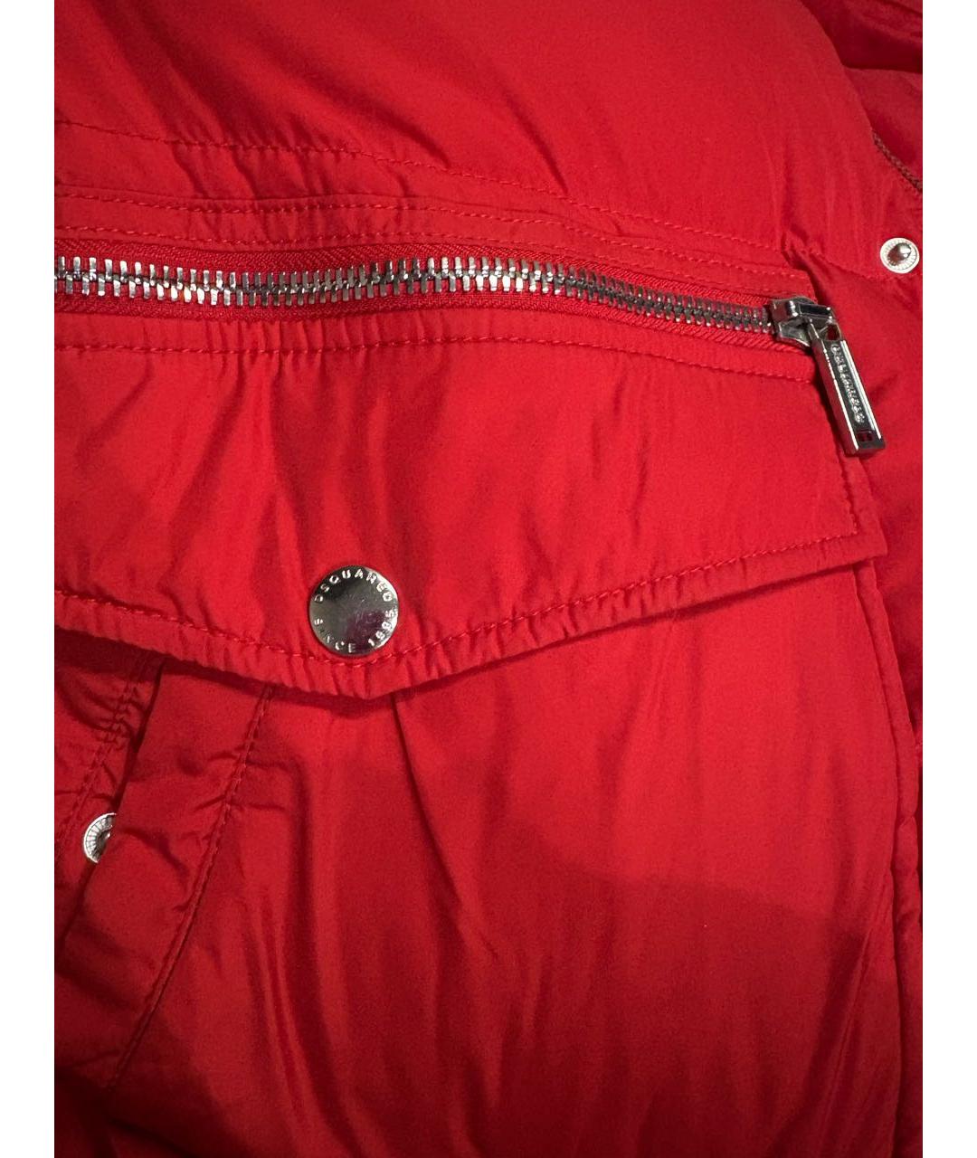 DSQUARED2 Красный полиэстеровый пуховик, фото 4