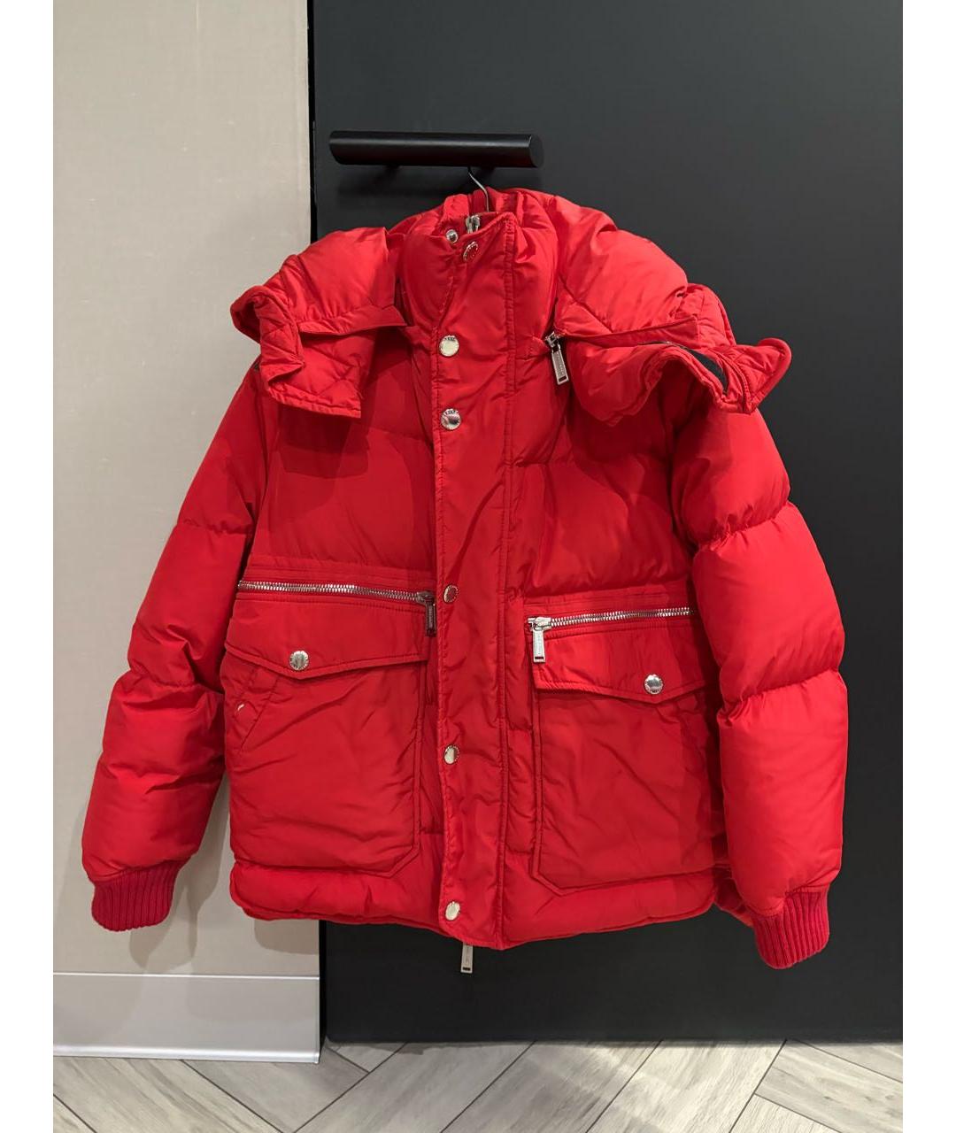DSQUARED2 Красный полиэстеровый пуховик, фото 8