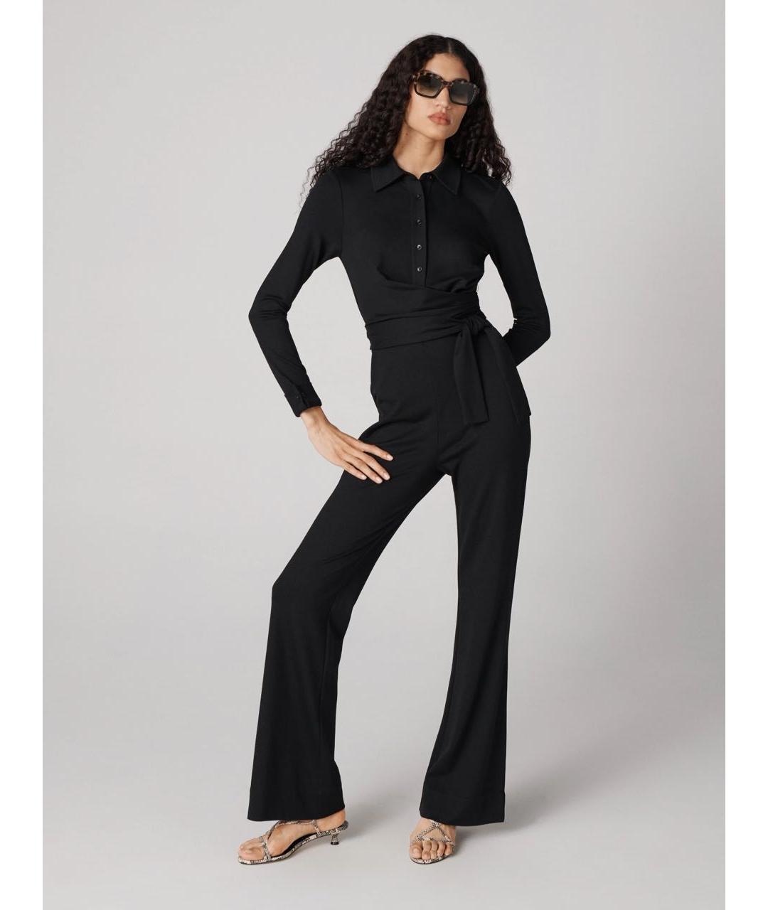 DIANE VON FURSTENBERG Черный шелковый комбинезон, фото 2