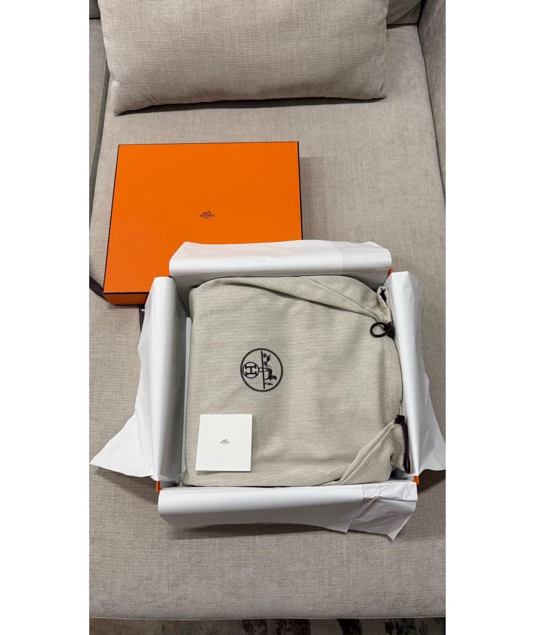 HERMES Черная тканевая сумка с короткими ручками, фото 4