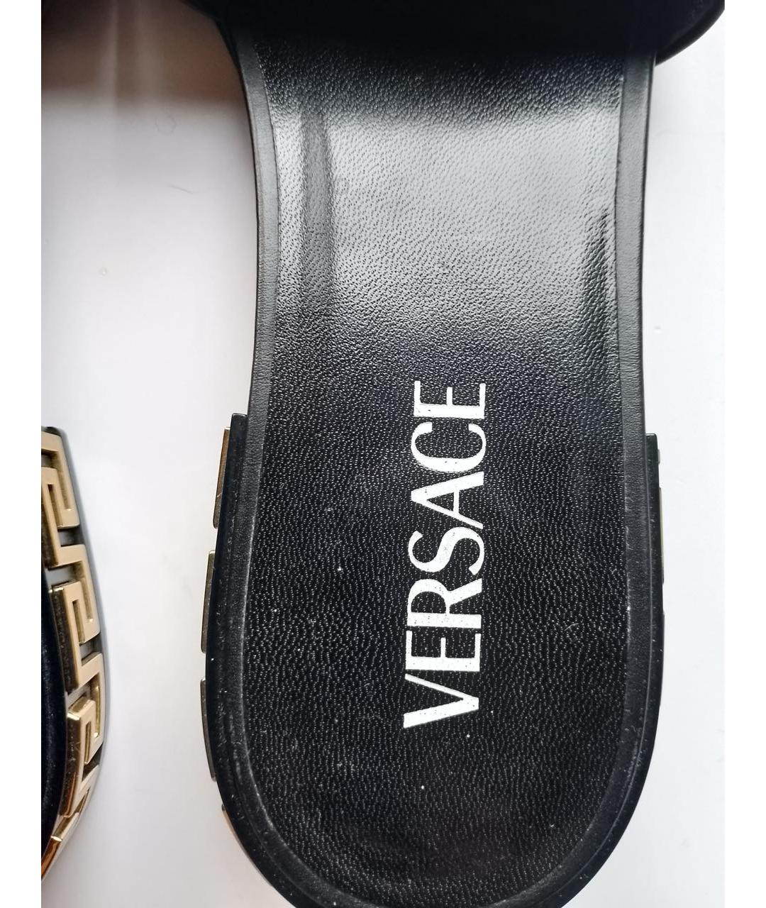VERSACE Черные кожаные шлепанцы, фото 4