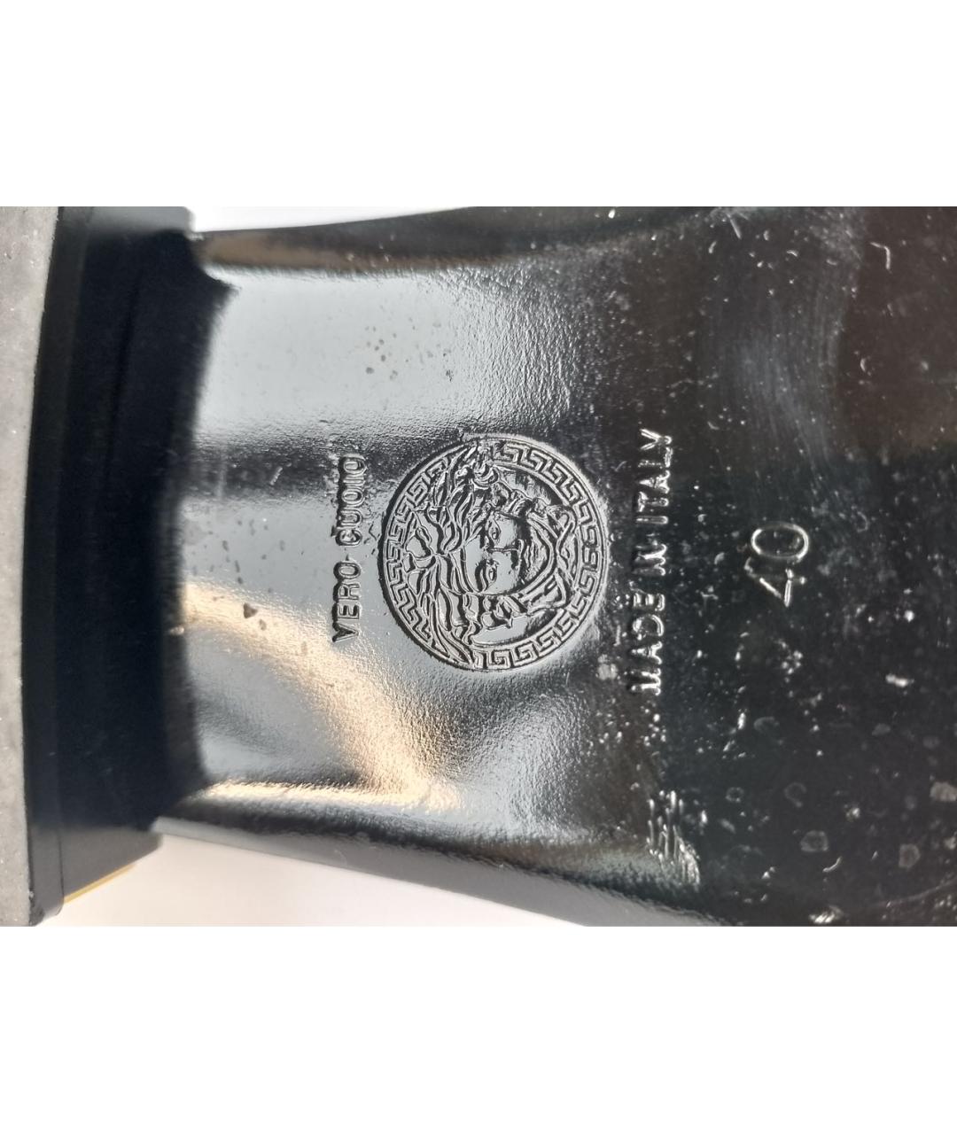 VERSACE Черные кожаные шлепанцы, фото 8