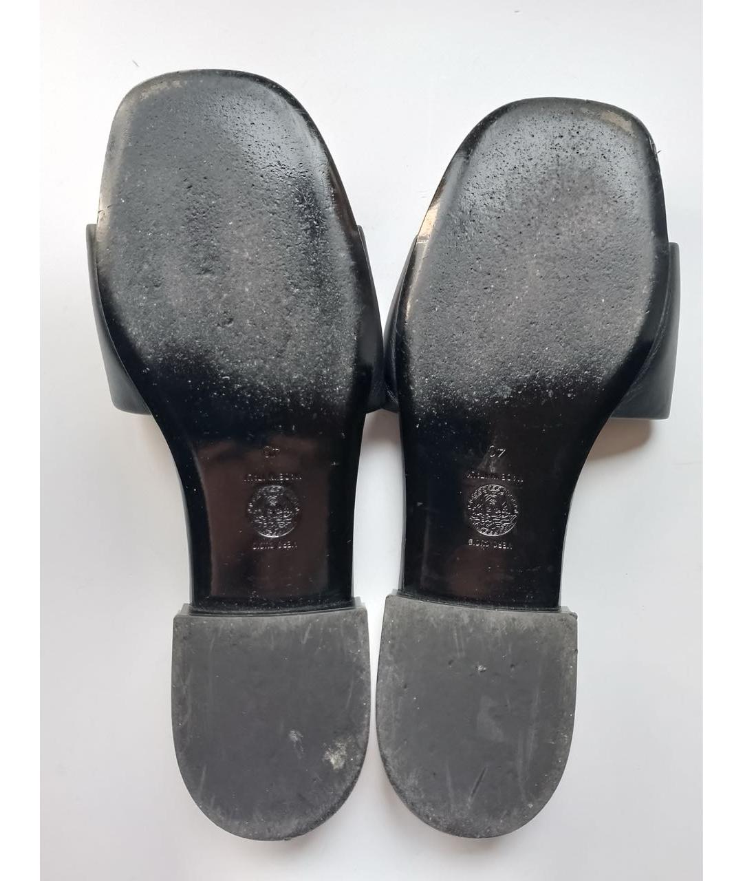 VERSACE Черные кожаные шлепанцы, фото 7