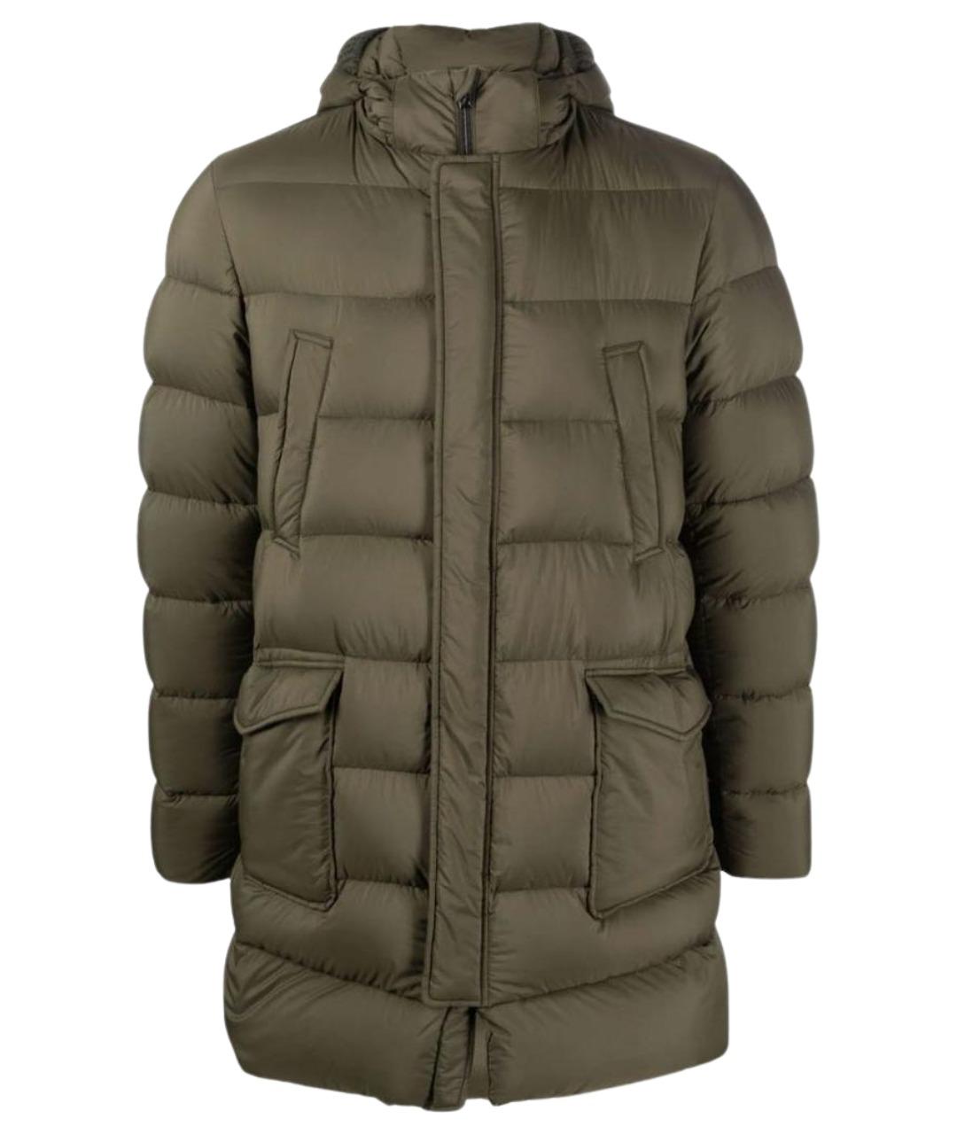 HERNO Хаки полиамидовый пуховик, фото 1