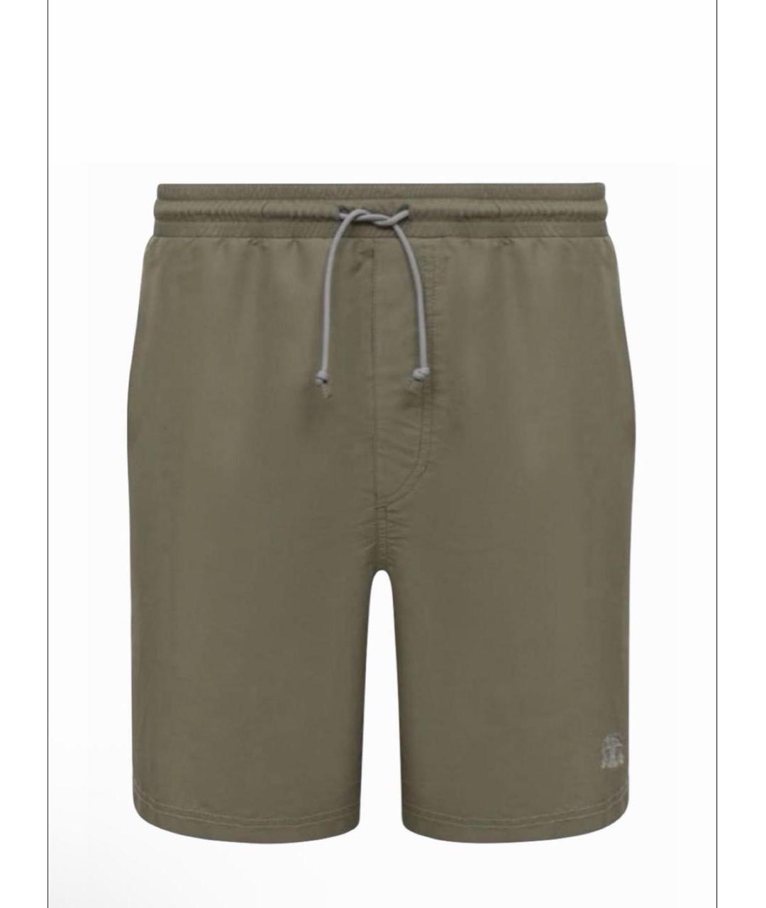 BRUNELLO CUCINELLI Хаки хлопковые шорты, фото 9