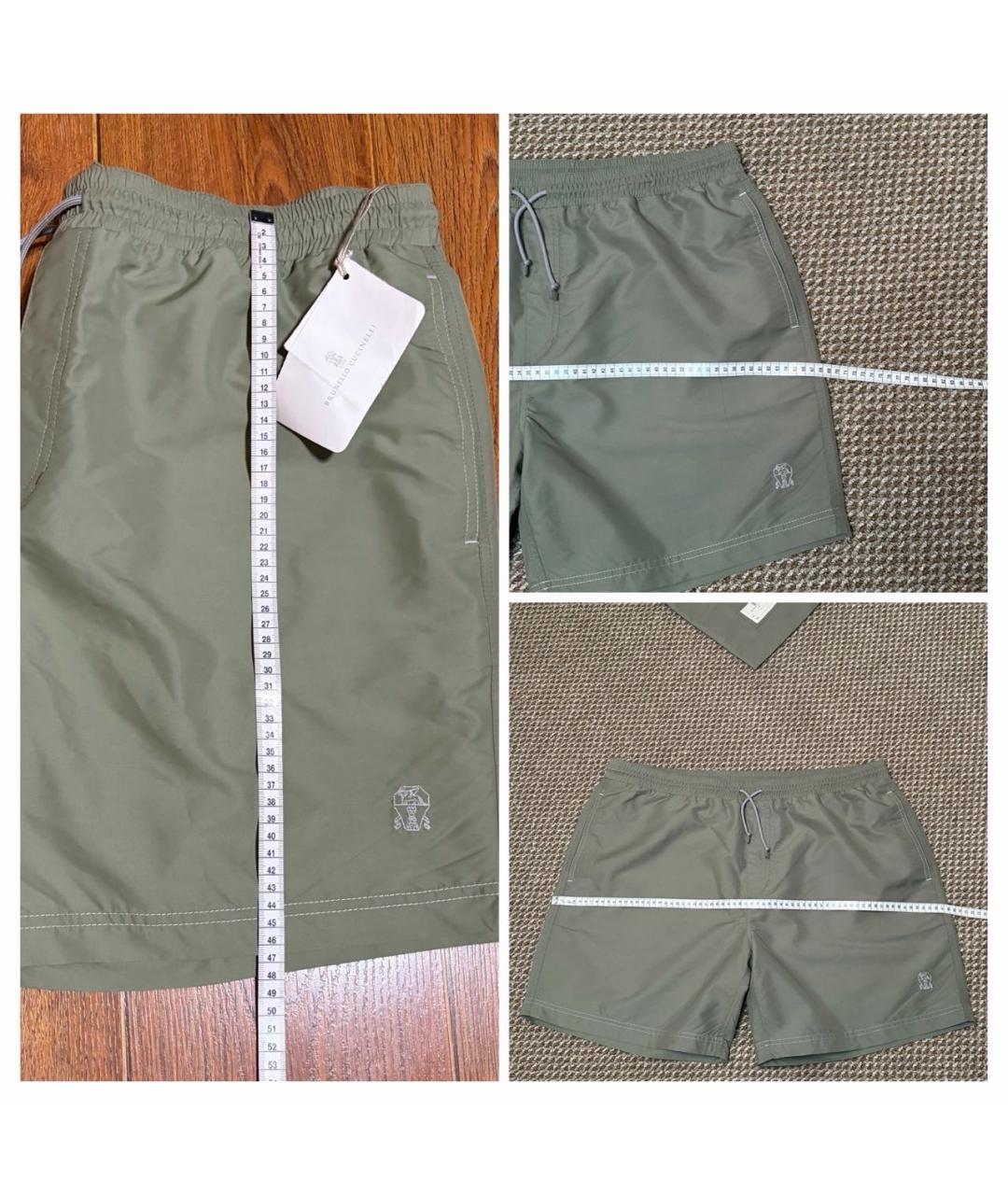 BRUNELLO CUCINELLI Хаки хлопковые шорты, фото 7