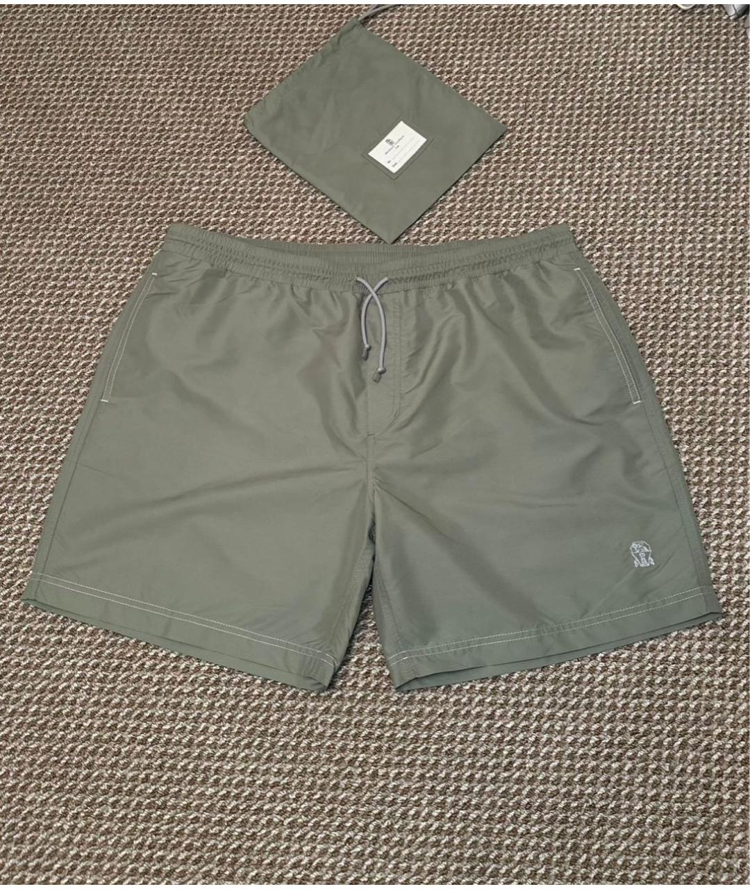 BRUNELLO CUCINELLI Хаки хлопковые шорты, фото 4