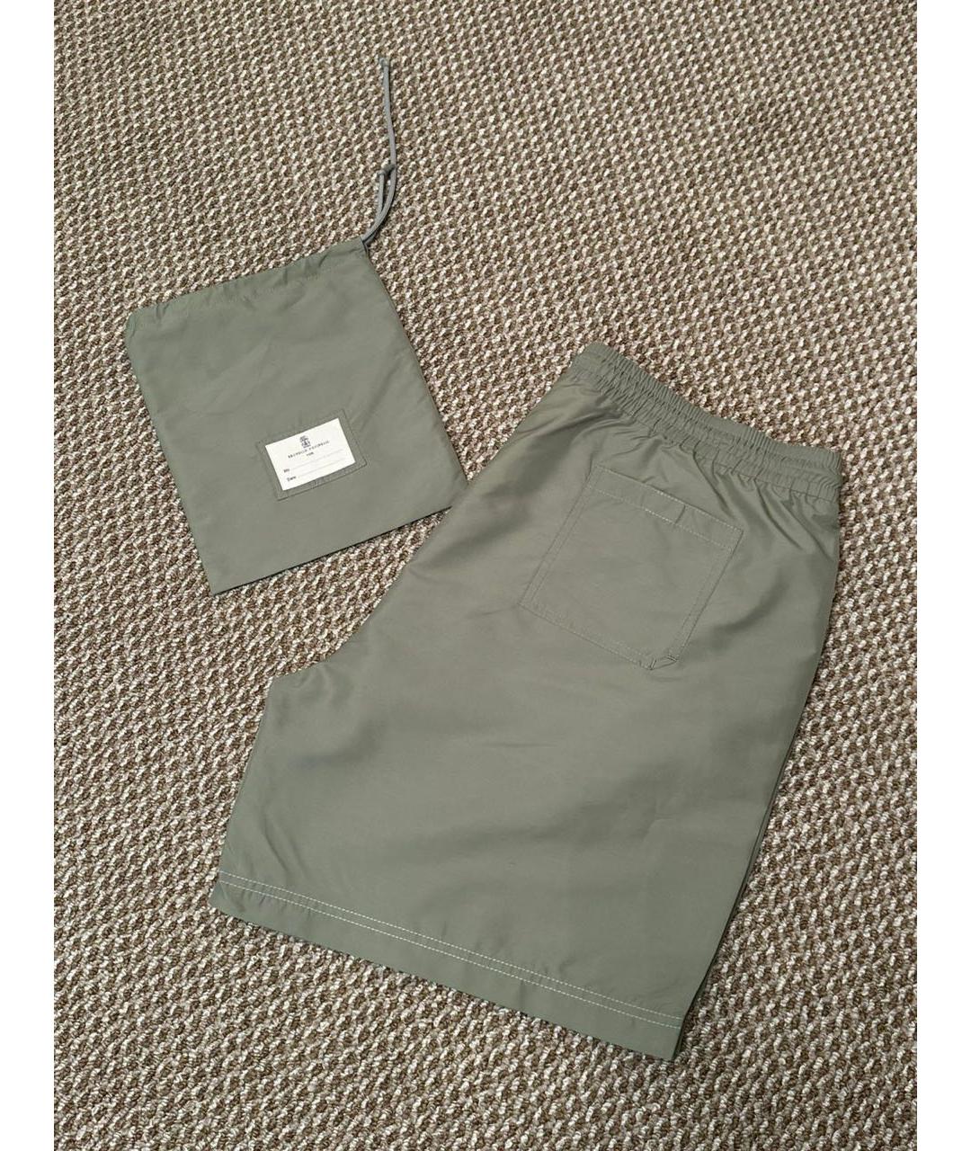 BRUNELLO CUCINELLI Хаки хлопковые шорты, фото 3