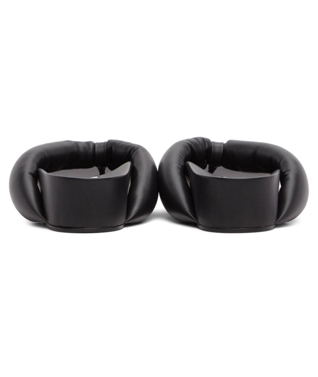 JIL SANDER Черные кожаные шлепанцы, фото 4