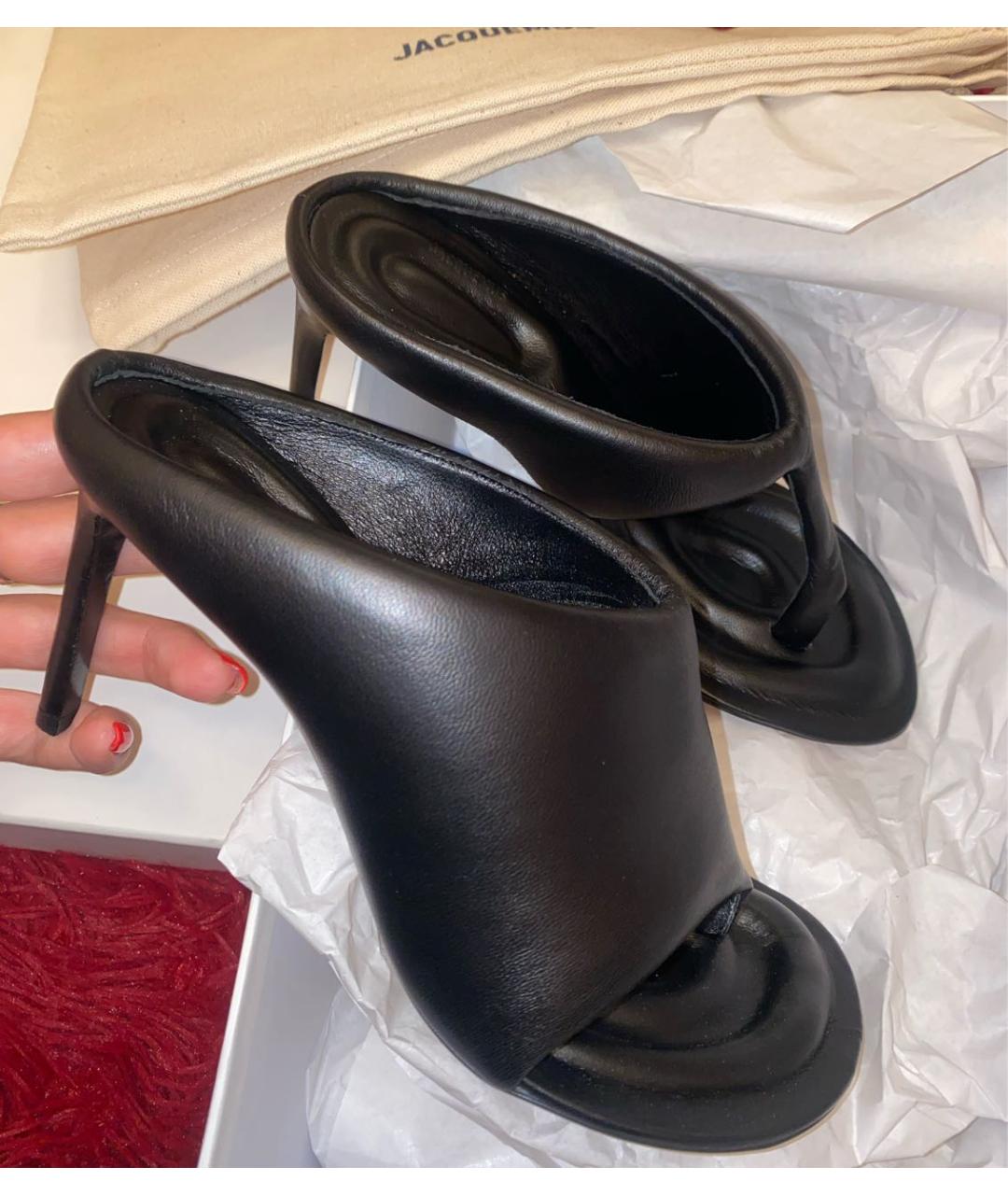 JACQUEMUS Черные кожаные мюли, фото 7