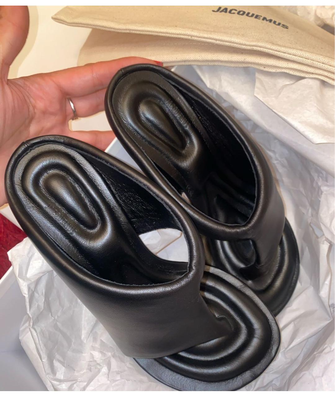 JACQUEMUS Черные кожаные мюли, фото 8