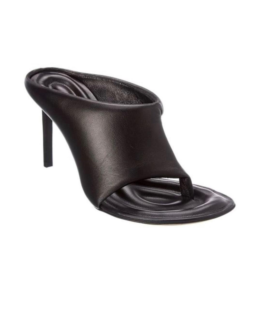 JACQUEMUS Черные кожаные мюли, фото 1