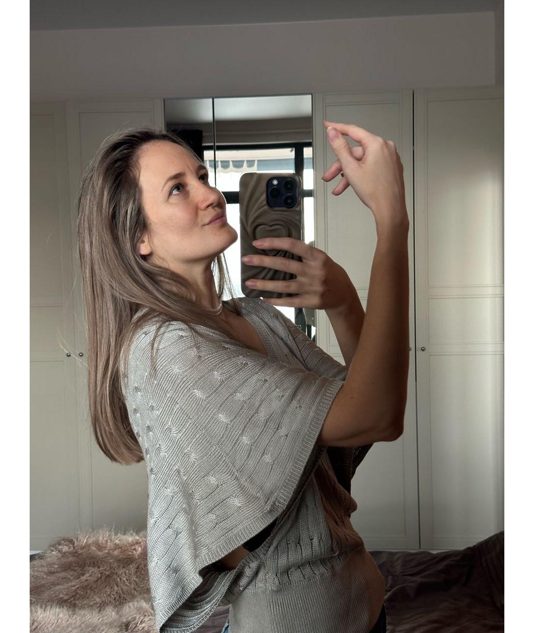 RALPH LAUREN Серебряная шелковая жилетка, фото 5