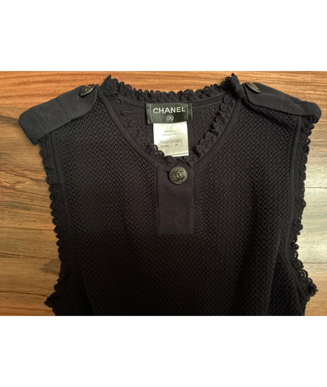 CHANEL Черное хлопковое повседневное платье, фото 2