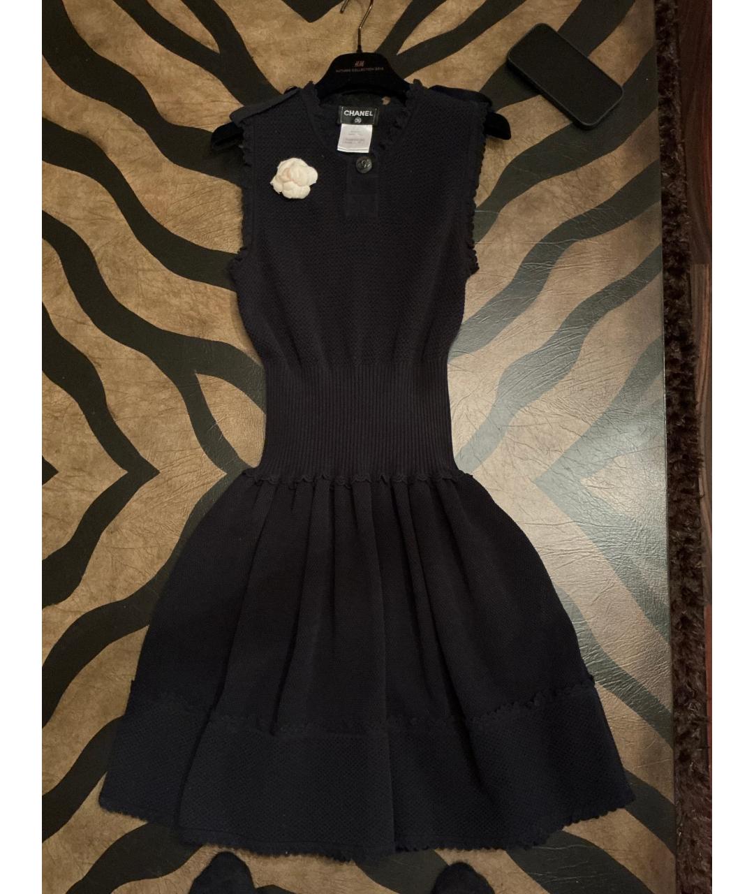 CHANEL Черное хлопковое повседневное платье, фото 5