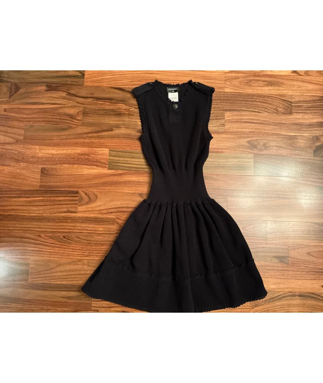 CHANEL Черное хлопковое повседневное платье, фото 6