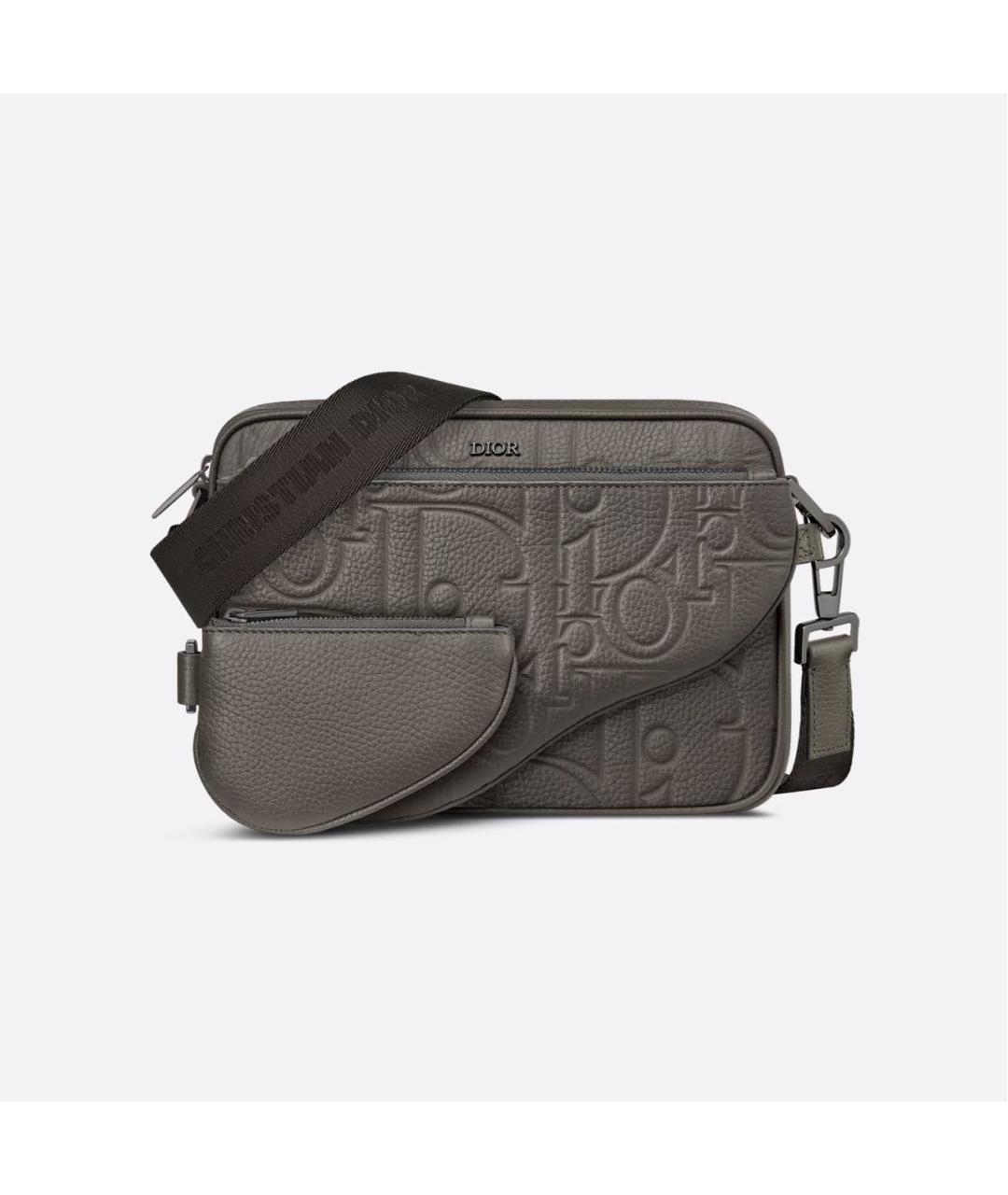 CHRISTIAN DIOR Серая кожаная сумка на плечо, фото 7
