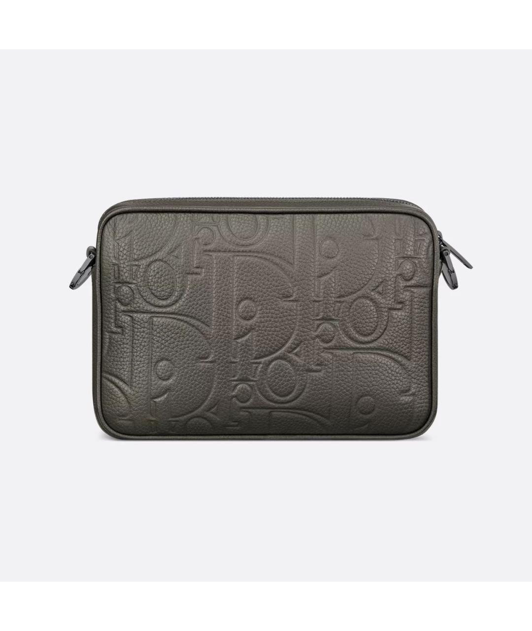 CHRISTIAN DIOR Серая кожаная сумка на плечо, фото 3