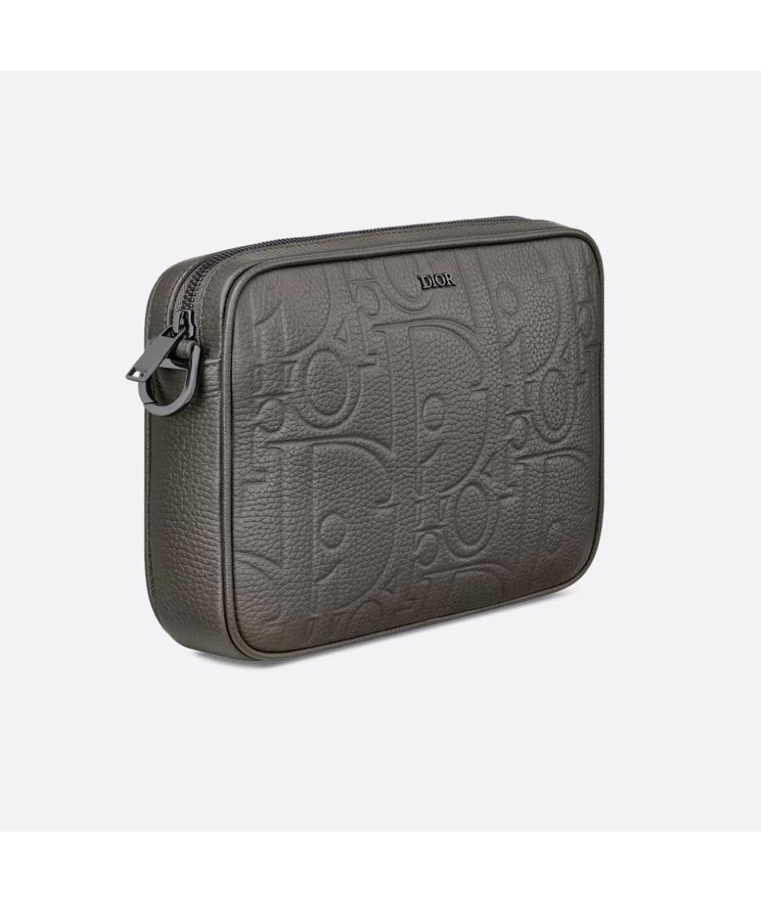 CHRISTIAN DIOR Серая кожаная сумка на плечо, фото 4