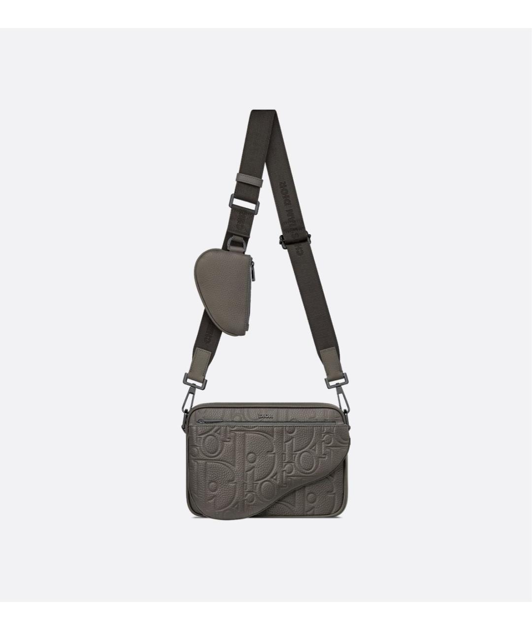 CHRISTIAN DIOR Серая кожаная сумка на плечо, фото 6