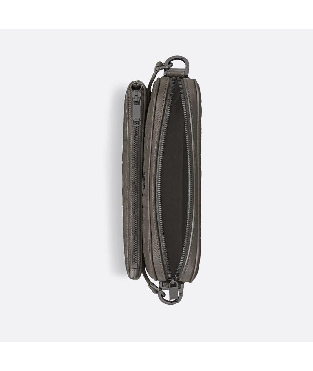 CHRISTIAN DIOR Серая кожаная сумка на плечо, фото 5