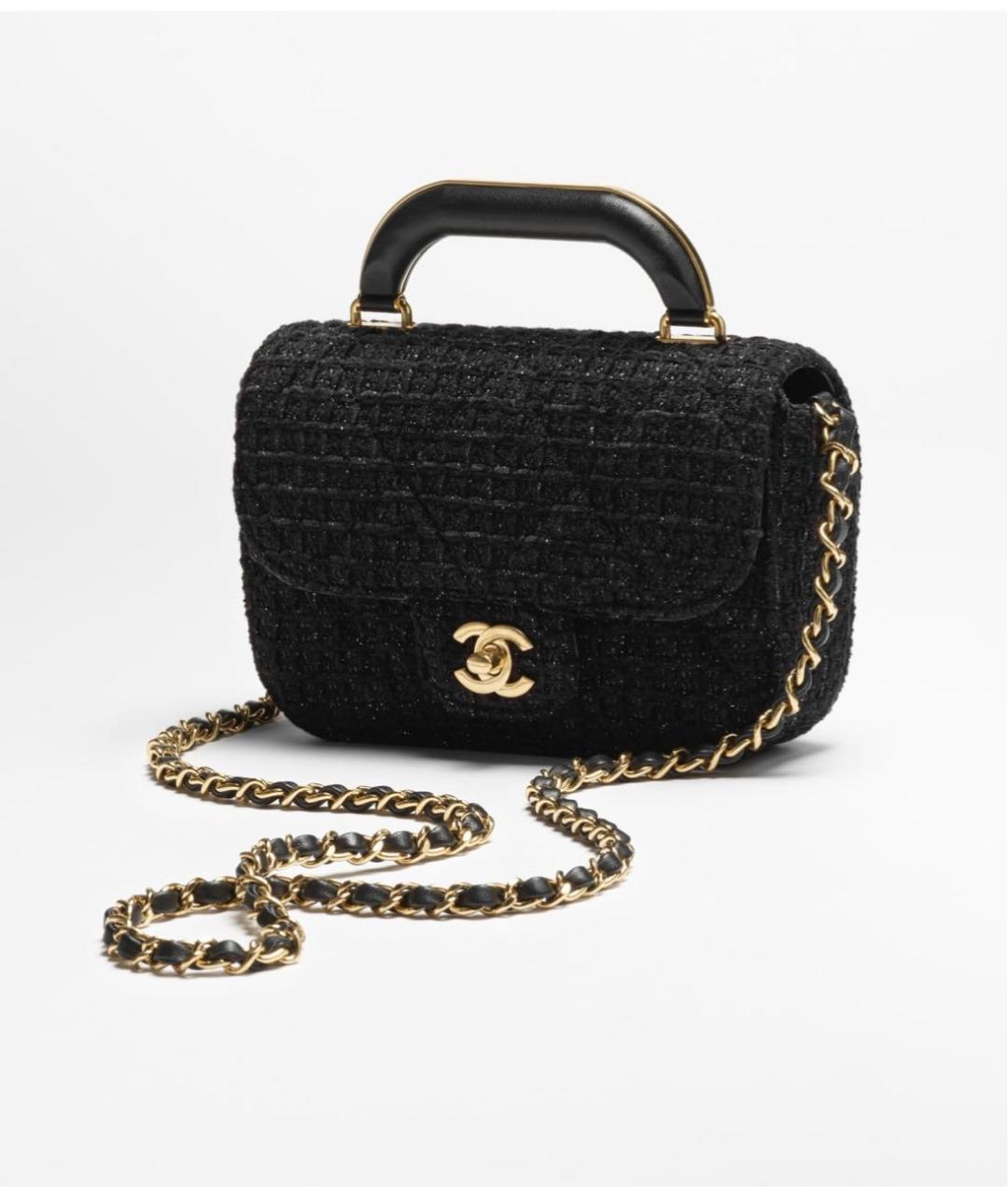 CHANEL Черная твидовая сумка с короткими ручками, фото 2