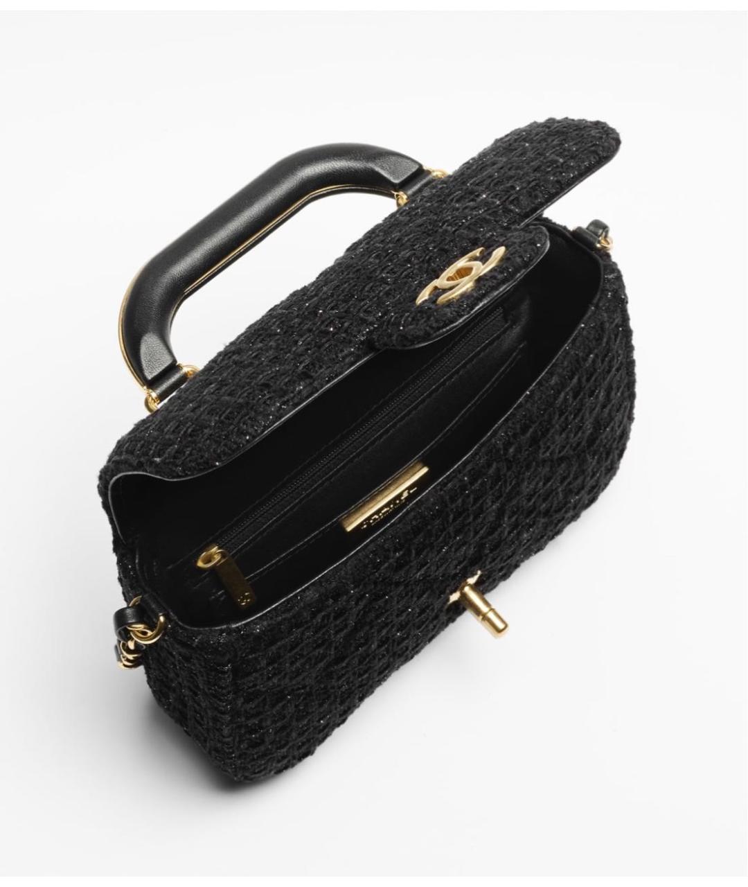 CHANEL Черная твидовая сумка с короткими ручками, фото 3