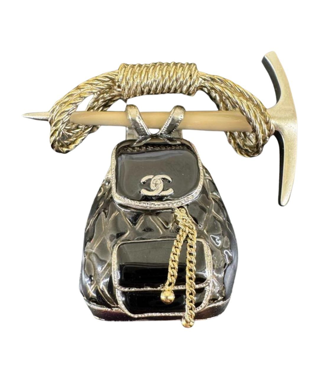 CHANEL Черная латунная булавка / брошь, фото 9