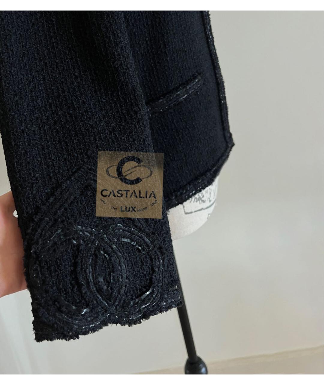 CHANEL Черный твидовый жакет/пиджак, фото 8