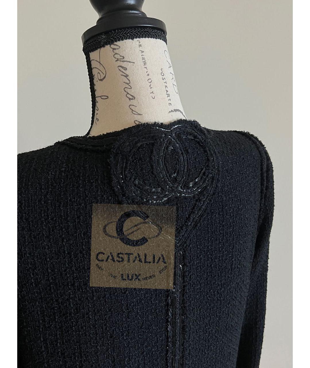 CHANEL Черный твидовый жакет/пиджак, фото 7