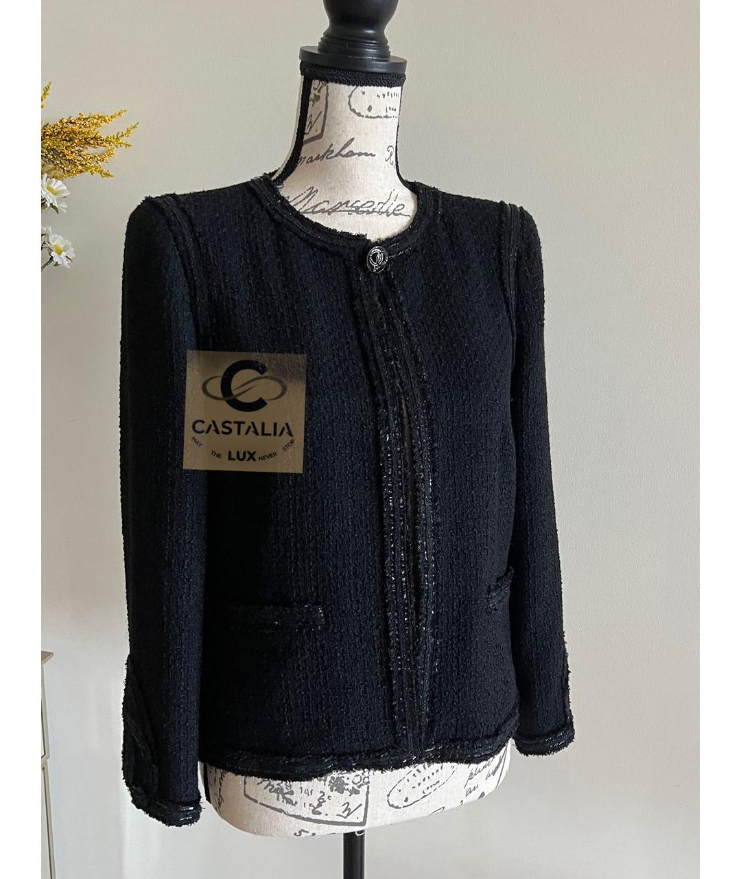 CHANEL Черный твидовый жакет/пиджак, фото 2