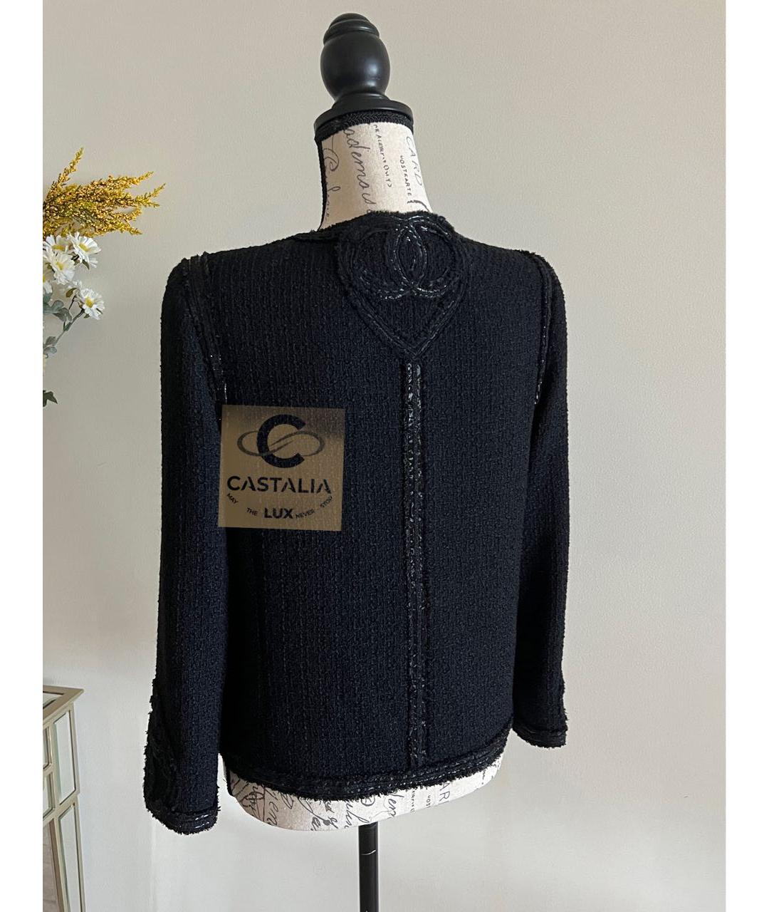 CHANEL Черный твидовый жакет/пиджак, фото 6