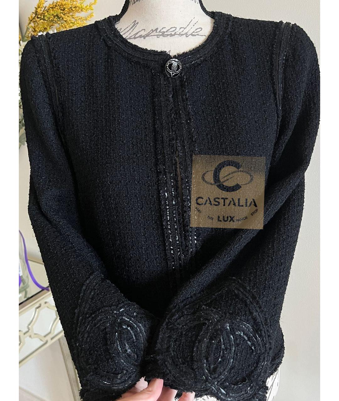 CHANEL Черный твидовый жакет/пиджак, фото 4