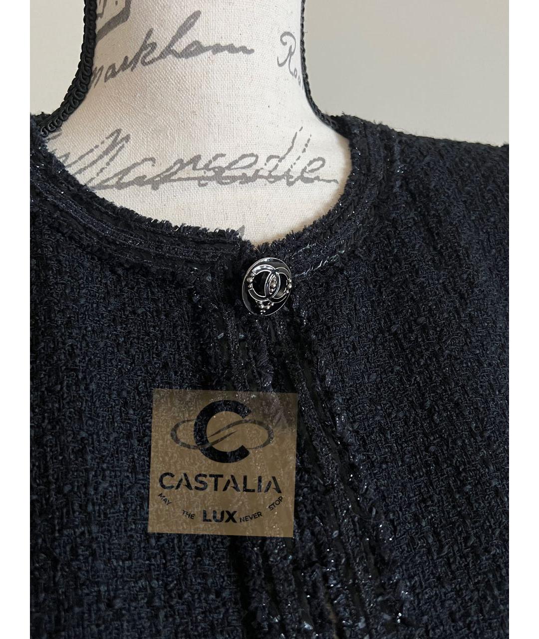 CHANEL Черный твидовый жакет/пиджак, фото 3