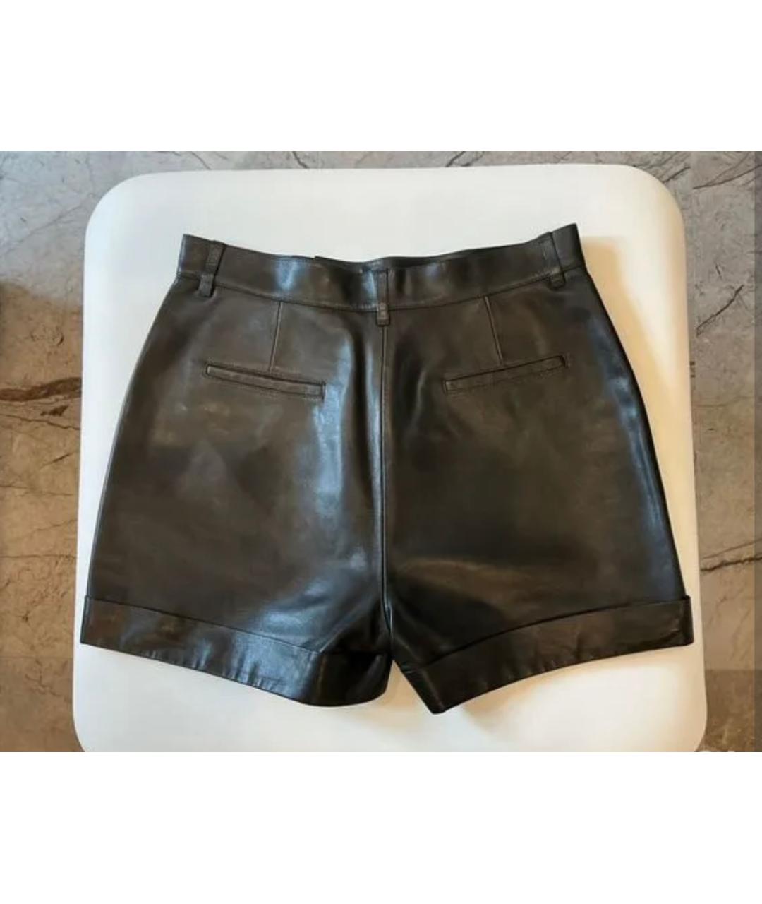 SAINT LAURENT Черные кожаные шорты, фото 2