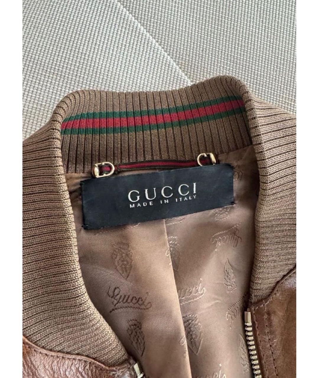GUCCI Коричневая кожаная куртка, фото 4