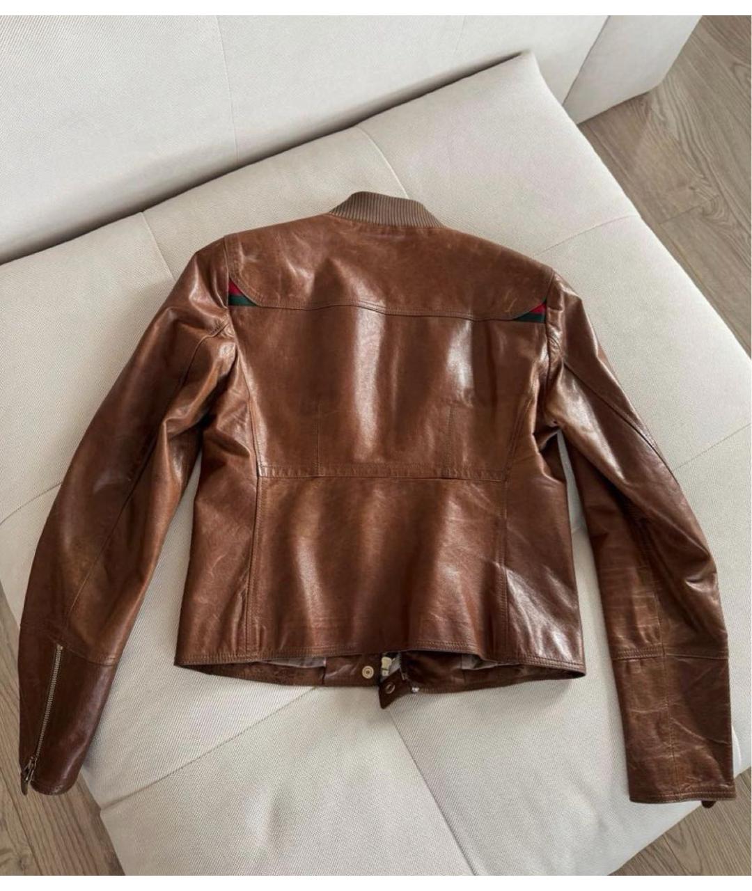 GUCCI Коричневая кожаная куртка, фото 2