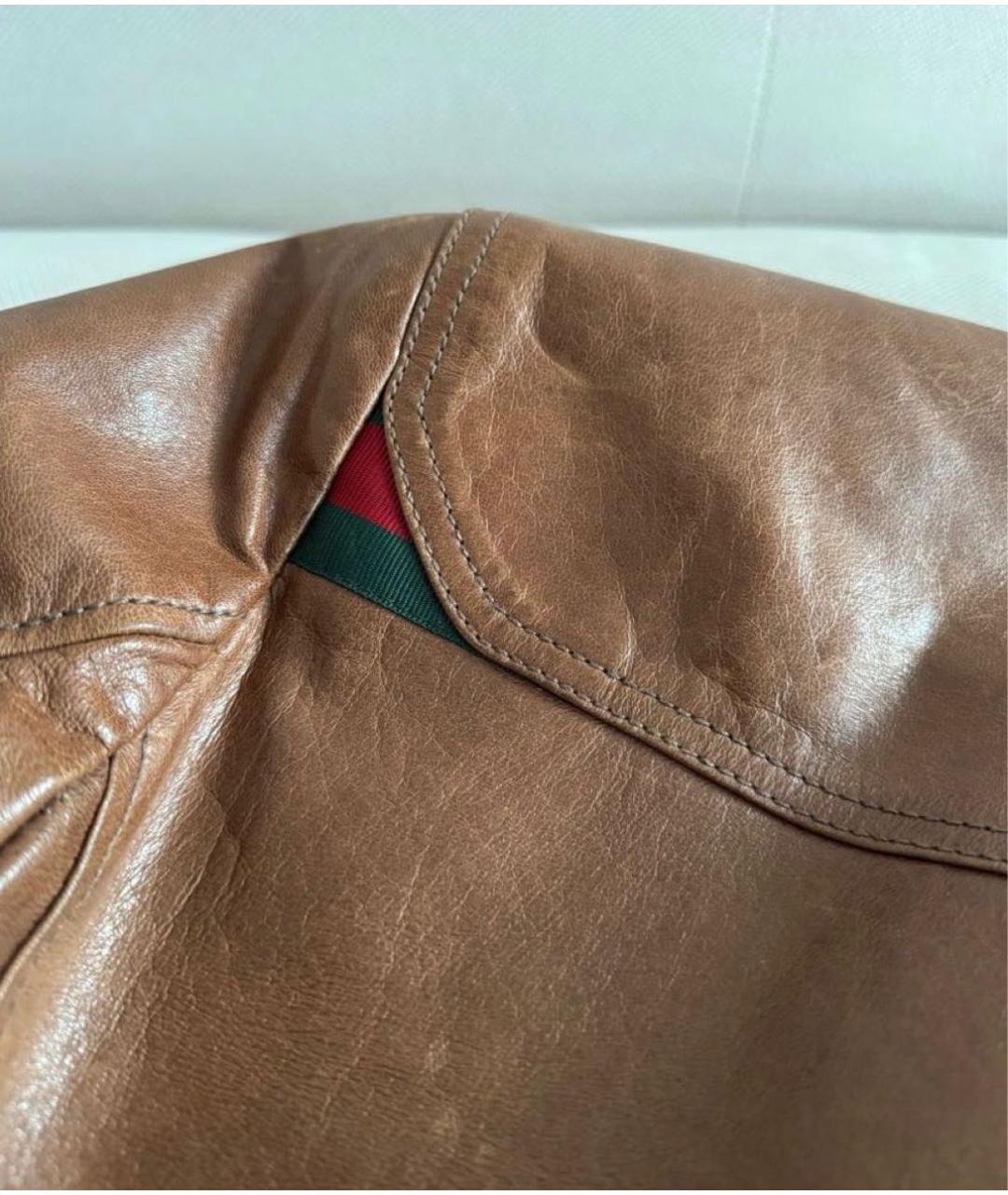 GUCCI Коричневая кожаная куртка, фото 3