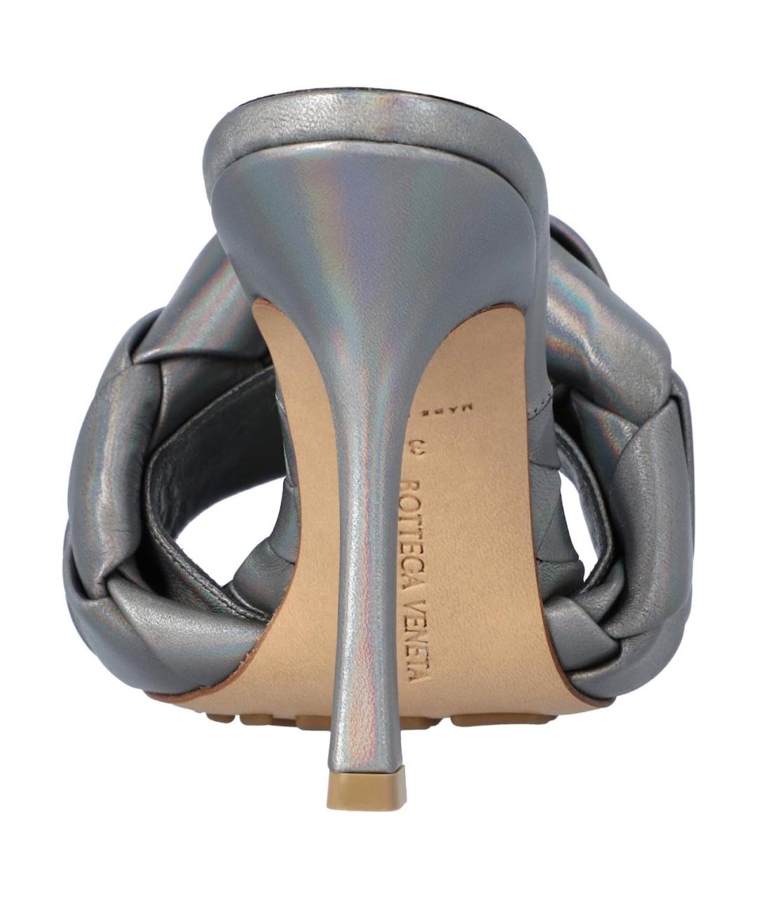 BOTTEGA VENETA Серебряные кожаные мюли, фото 3