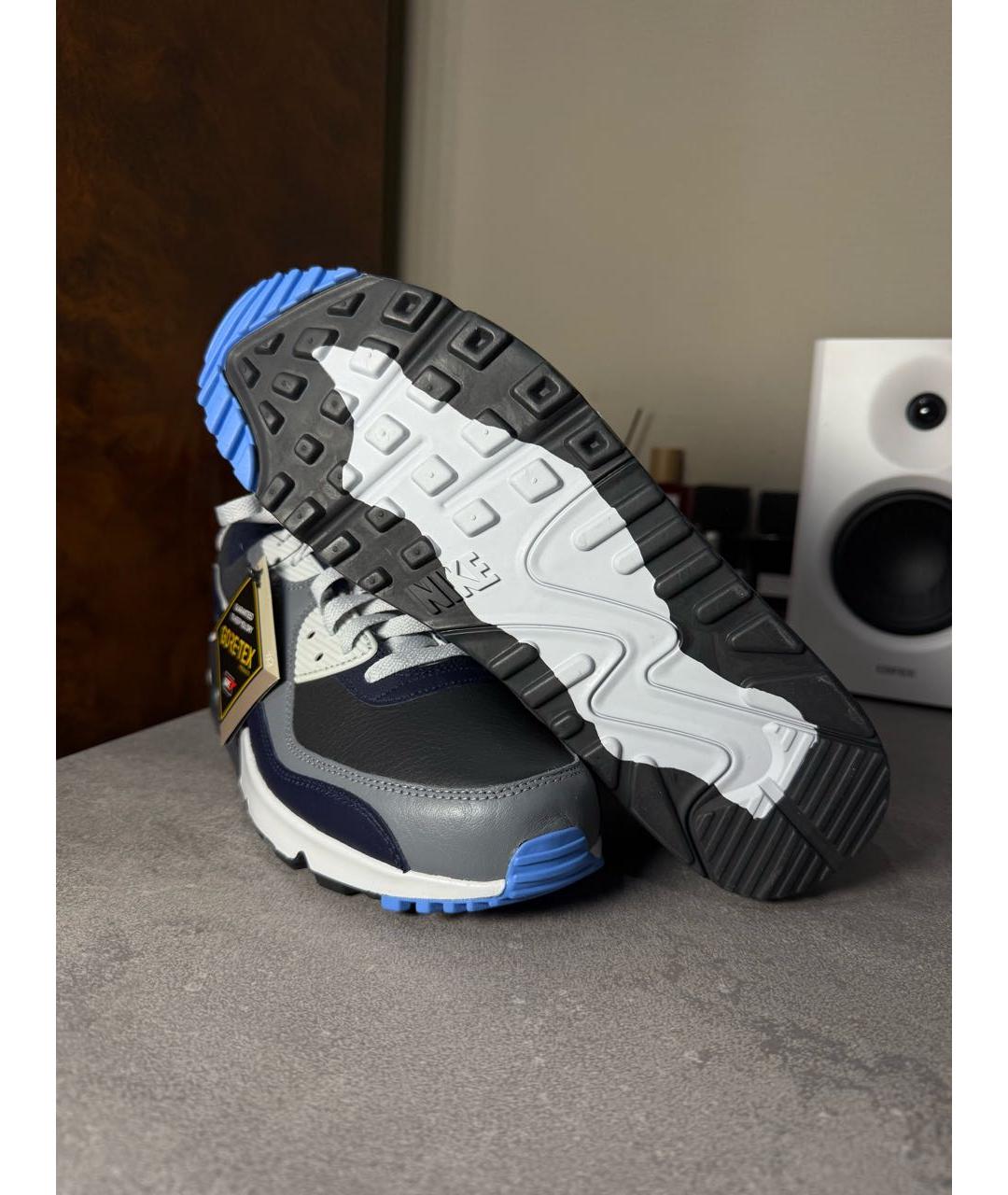 NIKE Серые кожаные низкие кроссовки / кеды, фото 5