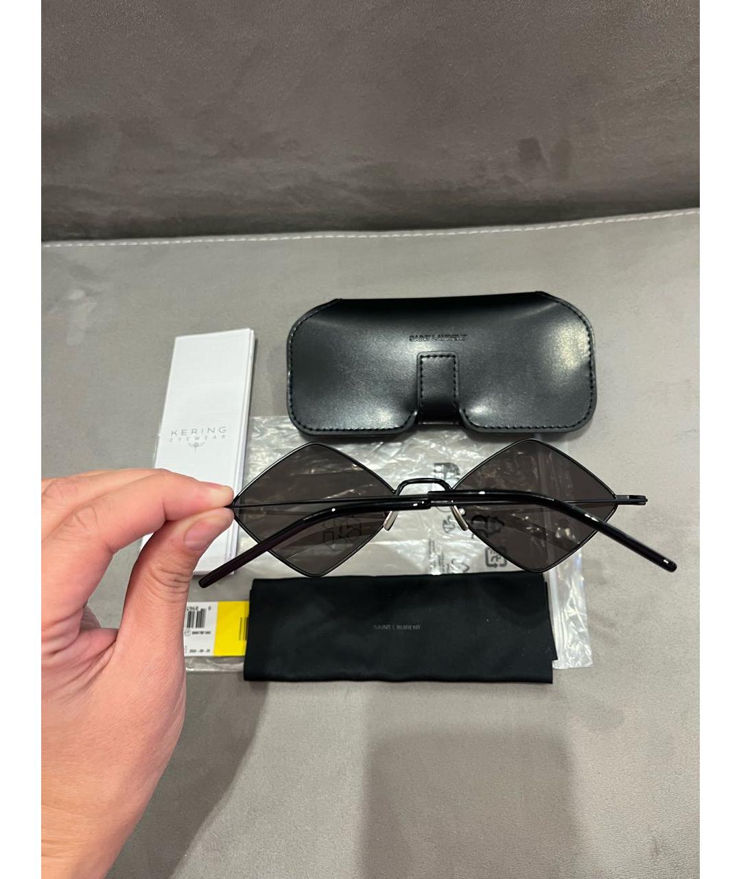 SAINT LAURENT Черные металлические солнцезащитные очки, фото 5