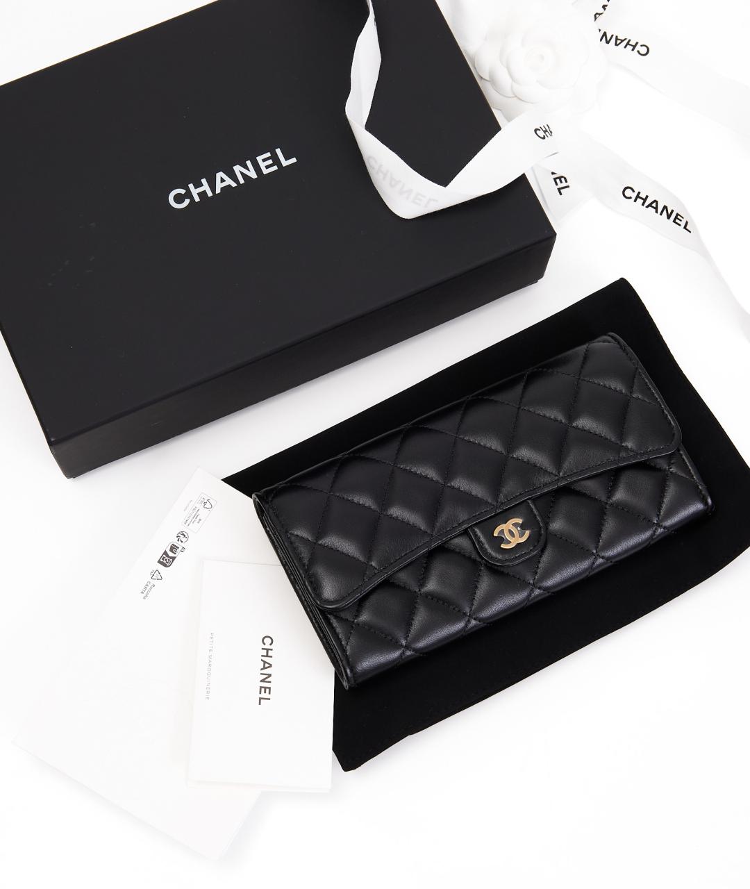 CHANEL Черный кожаный кошелек, фото 4